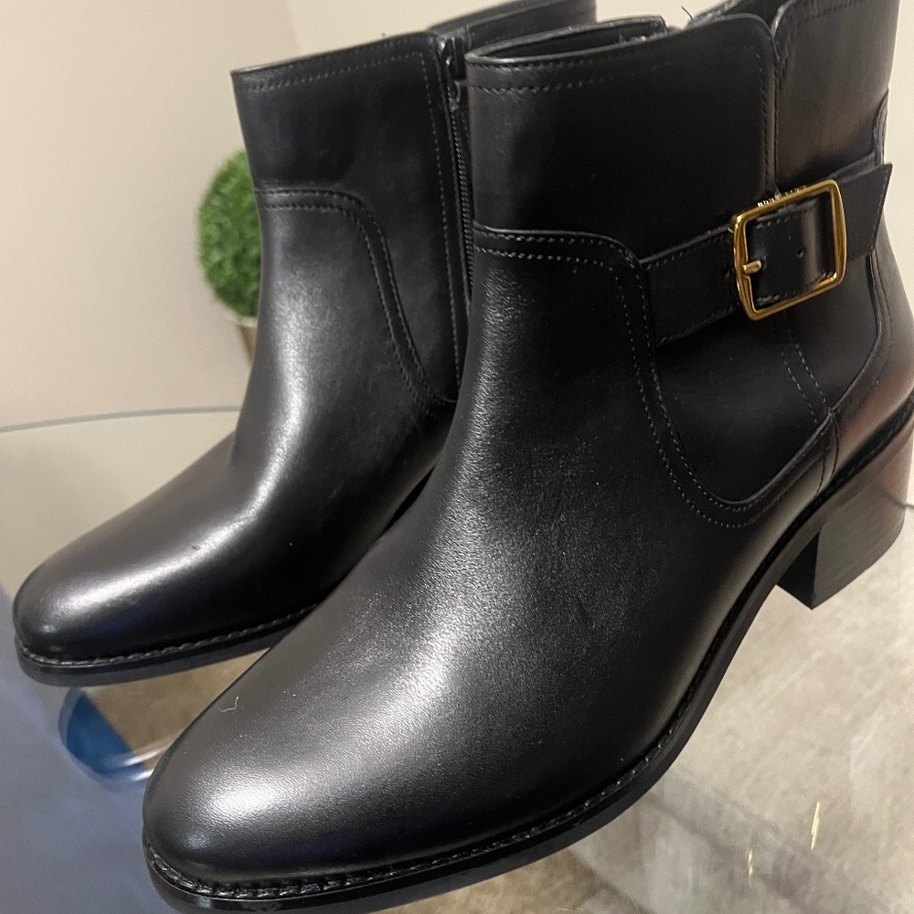 Cole Haan Hampshire Buckle Black Booties